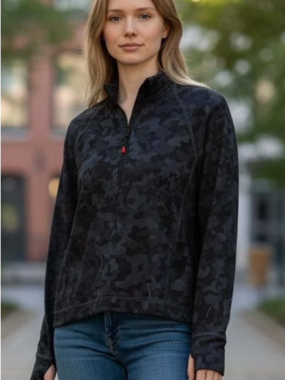 Spyder Women's Black Camo Half-Zip Pullover
